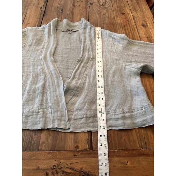 Flax 100% Linen Open Front Cropped Cardigan Lagenlook Artsy Jacket Sweater - Picture 8 of 8